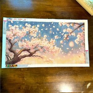 Completed Cherry Blossom Diamond Art in Pink and Blue